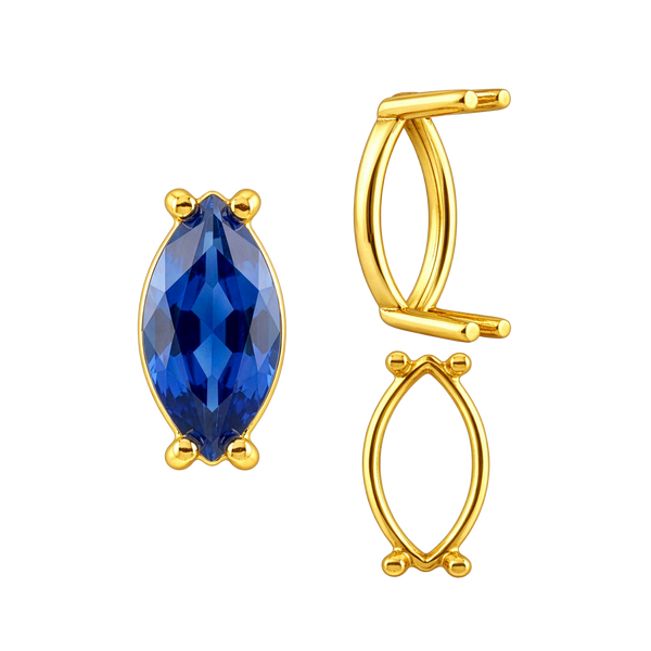 Four Prong Marquise Shape Single Base Settings in 14K Gold (6.00 x 3.00 mm - 20.00 x 10.00 mm)