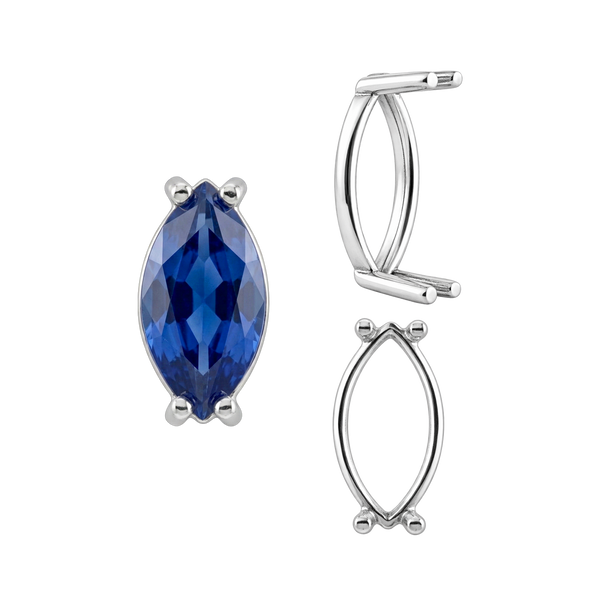 Four Prong Marquise Shape Single Base Settings in Sterling Silver (6.00 x 3.00 mm - 20.00 x 10.00 mm)