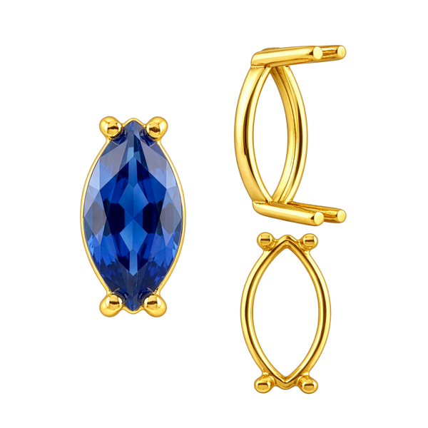 Four Prong Marquise Shape Single Base Settings in 14K Gold (6.00 x 3.00 mm - 20.00 x 10.00 mm)