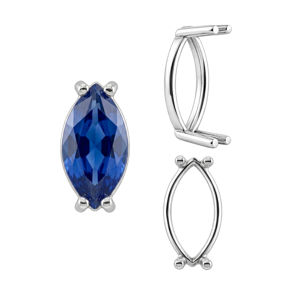Four Prong Marquise Shape Single Base Settings in Sterling Silver (6.00 x 3.00 mm - 20.00 x 10.00 mm)