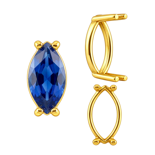 Four Prong Marquise Shape Single Base Settings in 14K Gold (6.00 x 3.00 mm - 20.00 x 10.00 mm)