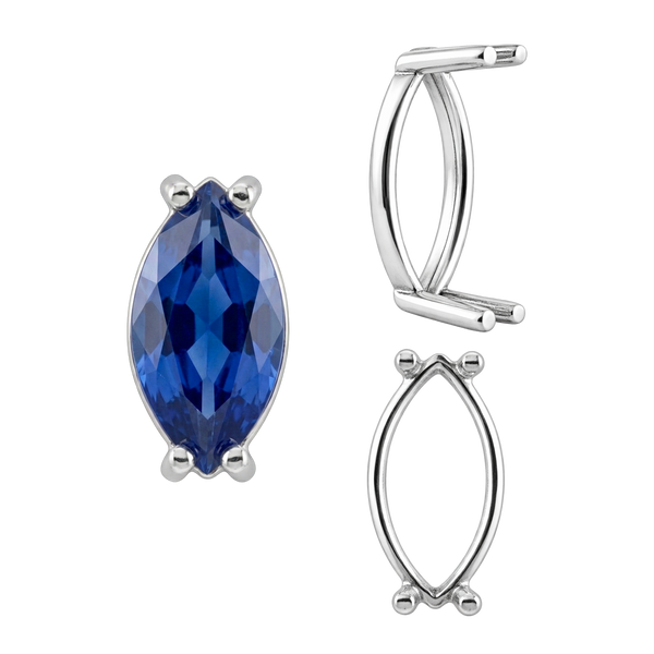 Four Prong Marquise Shape Single Base Settings in Sterling Silver (6.00 x 3.00 mm - 20.00 x 10.00 mm)