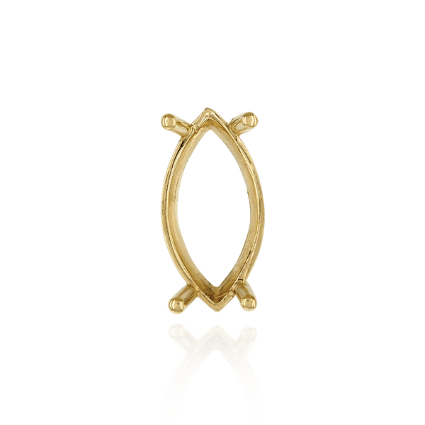 Four Prong Marquise Shape Single Base Settings in 14K Gold (6.00 x 3.00 mm - 20.00 x 10.00 mm)