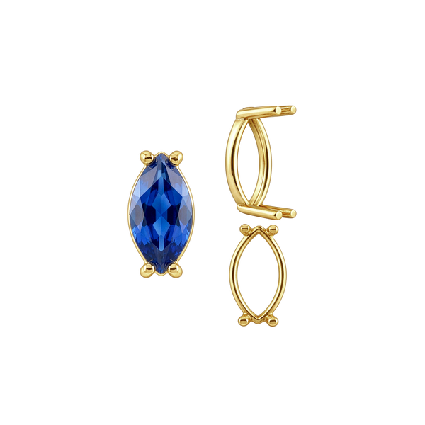 Four Prong Marquise Shape Single Base Settings in 14K Gold (6.00 x 3.00 mm - 14.00 x 7.00 mm)
