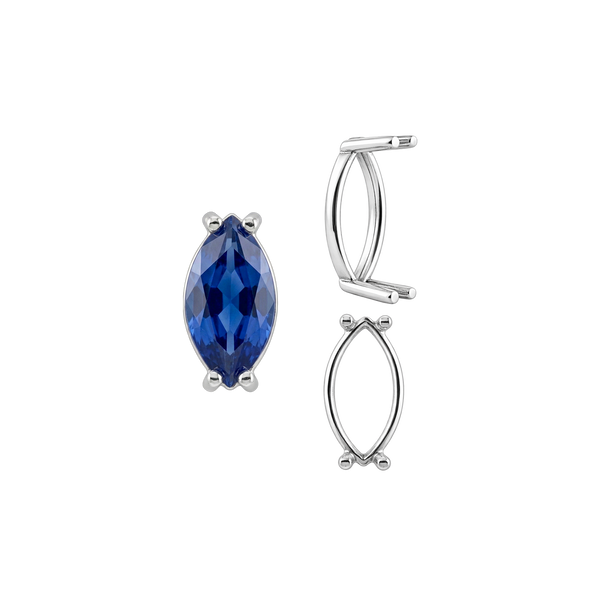 Four Prong Marquise Shape Single Base Settings in Sterling Silver (6.00 x 3.00 mm - 20.00 x 10.00 mm)