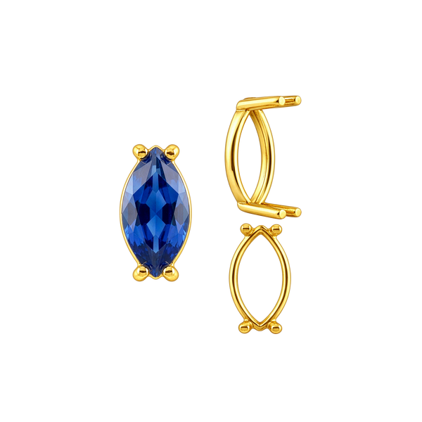 Four Prong Marquise Shape Single Base Settings in 14K Gold (6.00 x 3.00 mm - 20.00 x 10.00 mm)