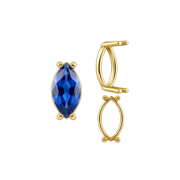 Four Prong Marquise Shape Single Base Settings in 14K Gold (6.00 x 3.00 mm - 14.00 x 7.00 mm)