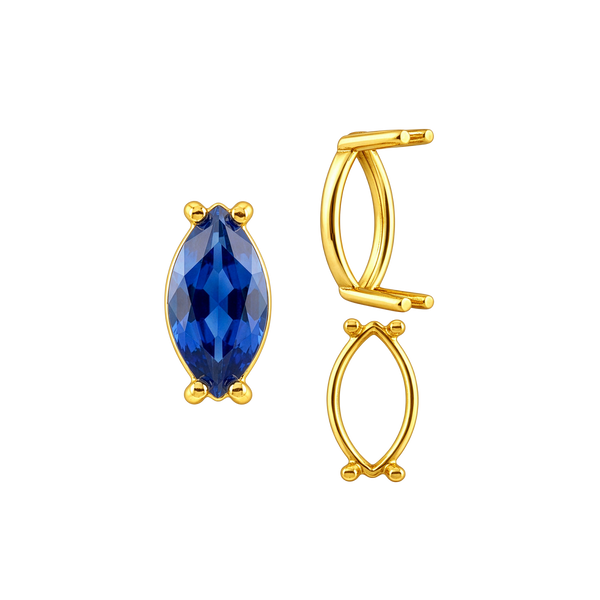 Four Prong Marquise Shape Single Base Settings in 14K Gold (6.00 x 3.00 mm - 20.00 x 10.00 mm)