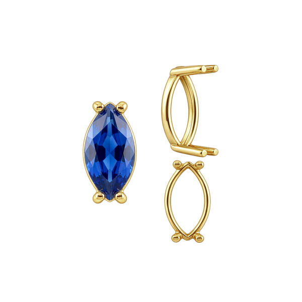 Four Prong Marquise Shape Single Base Settings in 14K Gold (6.00 x 3.00 mm - 14.00 x 7.00 mm)