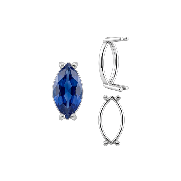 Four Prong Marquise Shape Single Base Settings in Sterling Silver (6.00 x 3.00 mm - 20.00 x 10.00 mm)