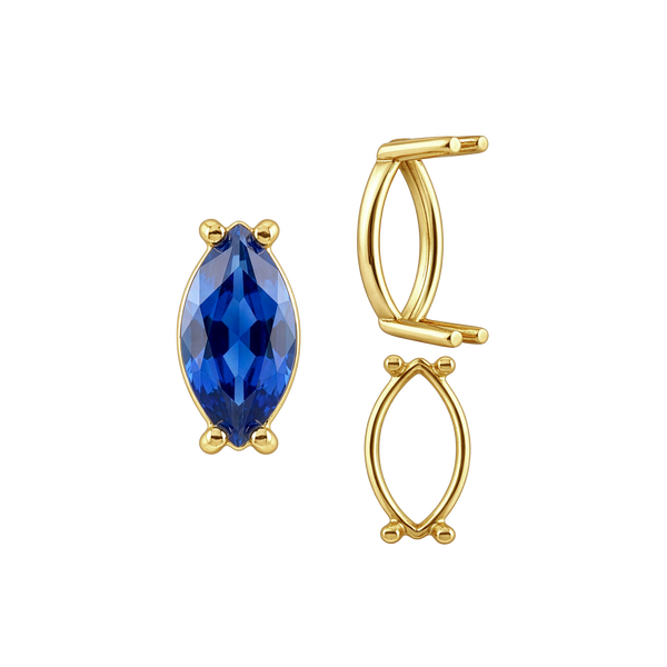 Four Prong Marquise Shape Single Base Settings in 14K Gold (6.00 x 3.00 mm - 14.00 x 7.00 mm)