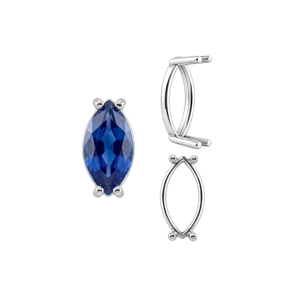 Four Prong Marquise Shape Single Base Settings in Sterling Silver (6.00 x 3.00 mm - 20.00 x 10.00 mm)