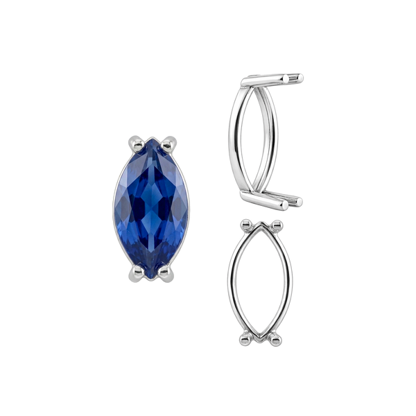 Four Prong Marquise Shape Single Base Settings in Sterling Silver (6.00 x 3.00 mm - 20.00 x 10.00 mm)