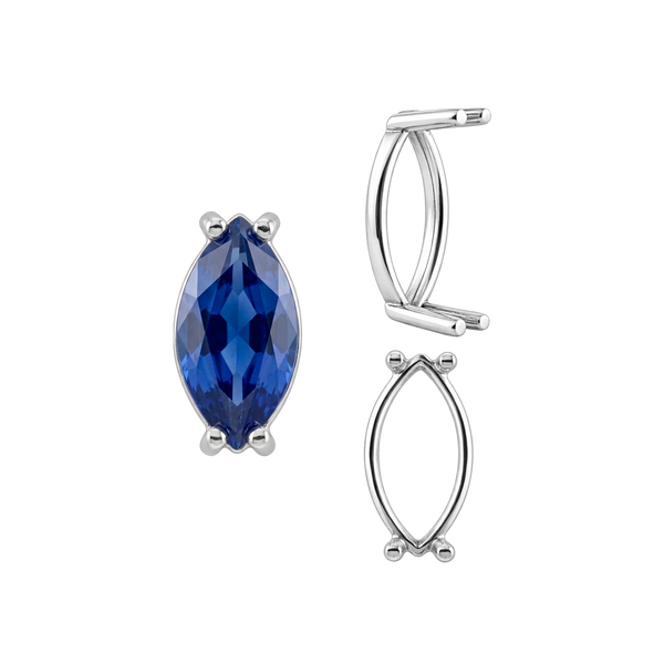 Four Prong Marquise Shape Single Base Settings in Sterling Silver (6.00 x 3.00 mm - 20.00 x 10.00 mm)