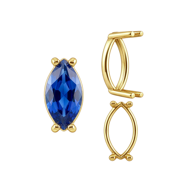 Four Prong Marquise Shape Single Base Settings in 14K Gold (6.00 x 3.00 mm - 14.00 x 7.00 mm)