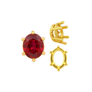 Six Prong Oval Basket Settings in 14K Gold (5.00 x 3.00 mm - 22.00 x 16.00 mm)