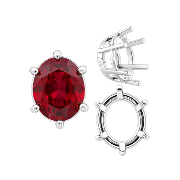 Six Prong Oval Basket Settings in 14K Gold (5.00 x 3.00 mm - 22.00 x 16.00 mm)