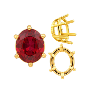Six Prong Oval Basket Settings in 14K Gold (6.00 x 4.00 mm - 12.00 x 8.00 mm)