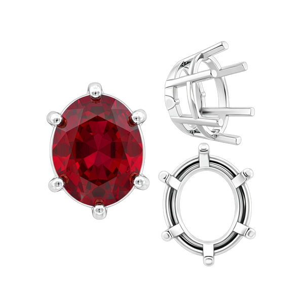 Six Prong Oval Basket Settings in 14K Gold (5.00 x 3.00 mm - 22.00 x 16.00 mm)