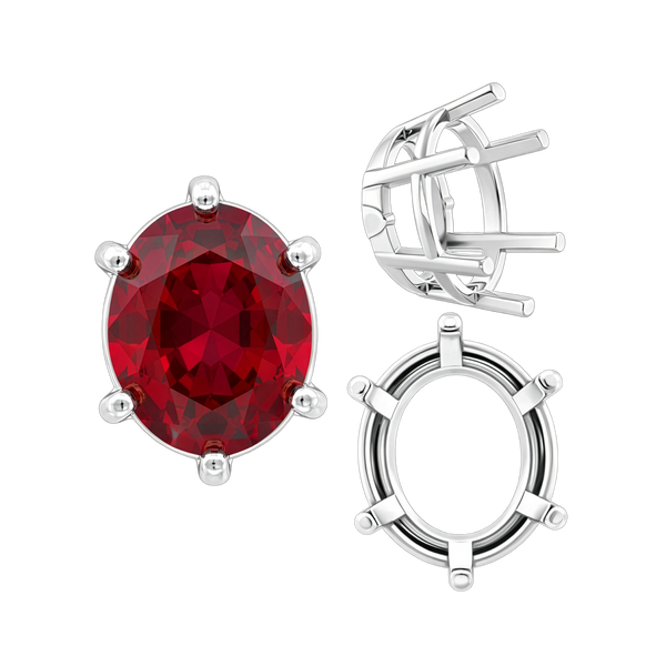 Six Prong Oval Basket Settings in 14K Gold (5.00 x 3.00 mm - 22.00 x 16.00 mm)