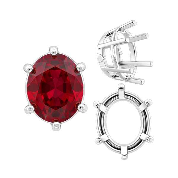 Six Prong Oval Basket Settings in 14K Gold (5.00 x 3.00 mm - 22.00 x 16.00 mm)