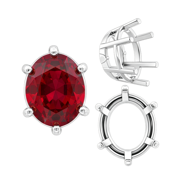 Six Prong Oval Basket Settings in 14K Gold (5.00 x 3.00 mm - 22.00 x 16.00 mm)