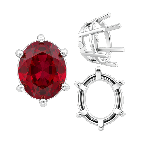 Six Prong Oval Basket Settings in 14K Gold (5.00 x 3.00 mm - 22.00 x 16.00 mm)