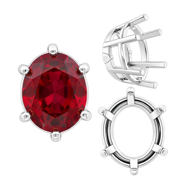 Six Prong Oval Basket Settings in 14K Gold (5.00 x 3.00 mm - 22.00 x 16.00 mm)