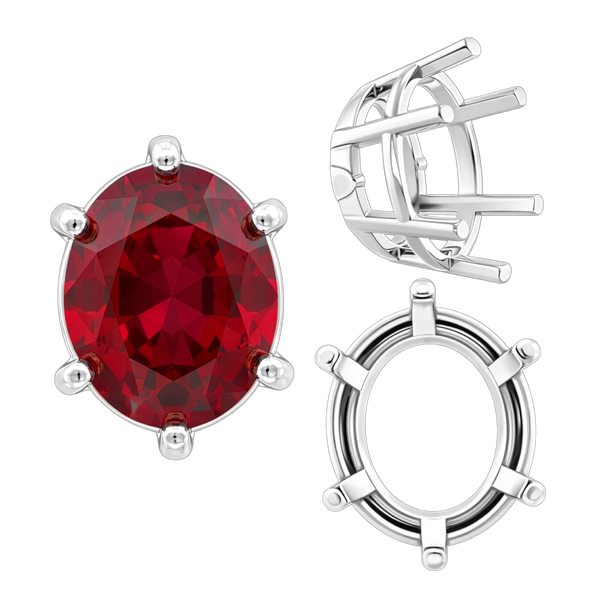Six Prong Oval Basket Settings in 14K Gold (5.00 x 3.00 mm - 22.00 x 16.00 mm)