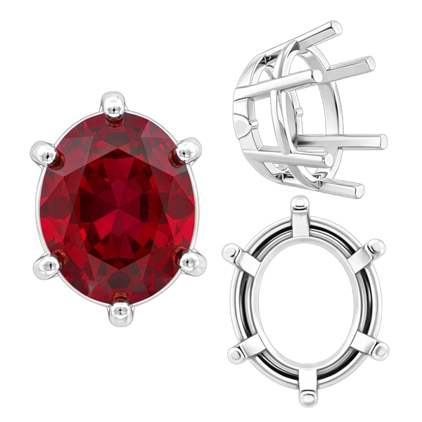 Six Prong Oval Basket Settings in 14K Gold (5.00 x 3.00 mm - 22.00 x 16.00 mm)