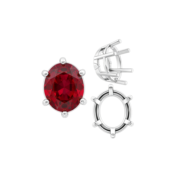 Six Prong Oval Basket Settings in 14K Gold (5.00 x 3.00 mm - 22.00 x 16.00 mm)