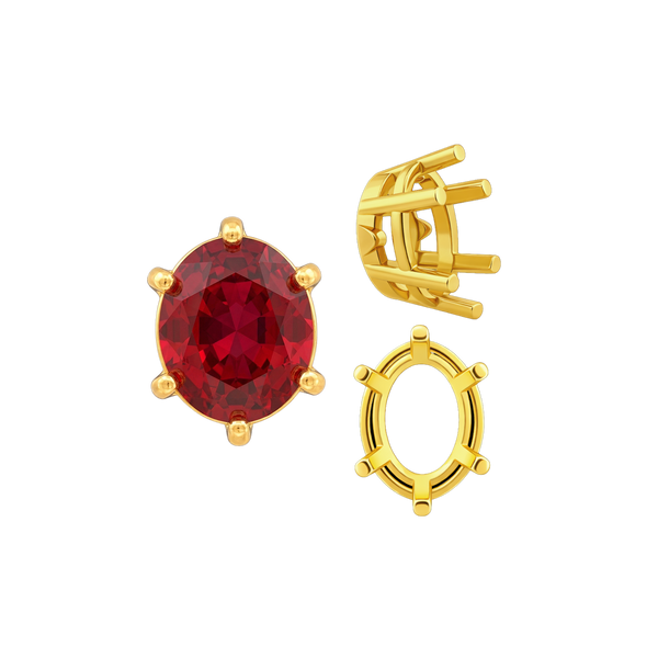 Six Prong Oval Basket Settings in 14K Gold (5.00 x 3.00 mm - 22.00 x 16.00 mm)