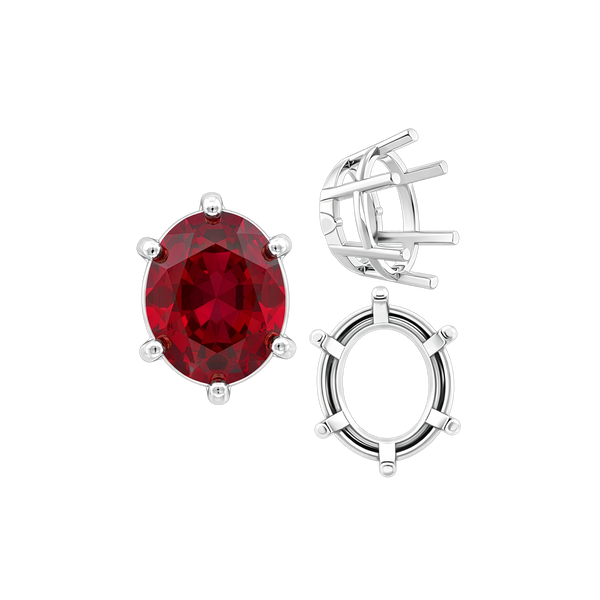 Six Prong Oval Basket Settings in 14K Gold (5.00 x 3.00 mm - 22.00 x 16.00 mm)