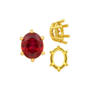 Six Prong Oval Basket Settings in 14K Gold (6.00 x 4.00 mm - 12.00 x 8.00 mm)