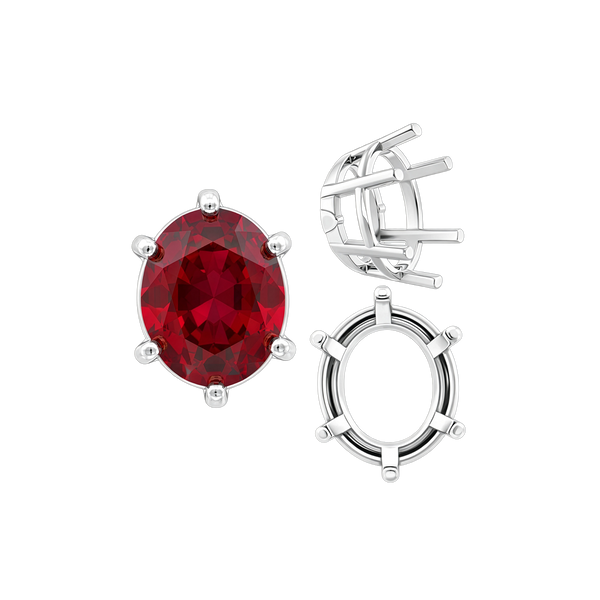 Six Prong Oval Basket Settings in 14K Gold (5.00 x 3.00 mm - 22.00 x 16.00 mm)