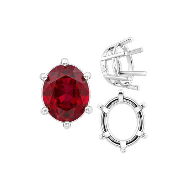 Six Prong Oval Basket Settings in 14K Gold (5.00 x 3.00 mm - 22.00 x 16.00 mm)