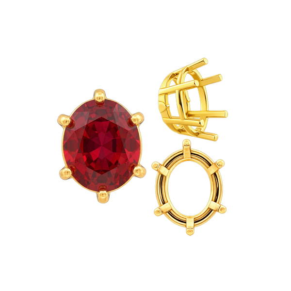 Six Prong Oval Basket Settings in 14K Gold (5.00 x 3.00 mm - 22.00 x 16.00 mm)
