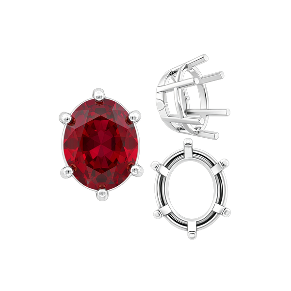 Six Prong Oval Basket Settings in 14K Gold (5.00 x 3.00 mm - 22.00 x 16.00 mm)