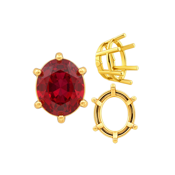 Six Prong Oval Basket Settings in 14K Gold (5.00 x 3.00 mm - 22.00 x 16.00 mm)