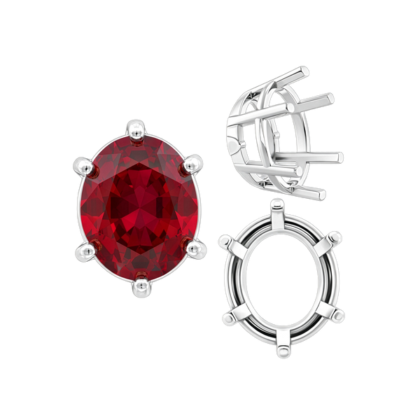 Six Prong Oval Basket Settings in 14K Gold (5.00 x 3.00 mm - 22.00 x 16.00 mm)