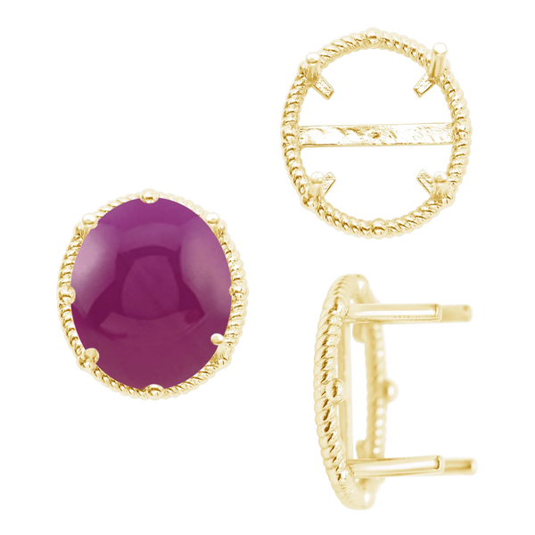 Four Prong Oval Cabochon Settings in 14K Gold (6.00 x 4.00 mm - 25.00 x 18.00 mm)