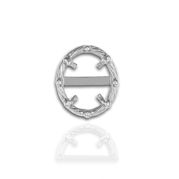Four Prong Oval Cabochon Settings in Sterling Silver (6.00 x 4.00 mm - 14.00 x 12.00 mm)