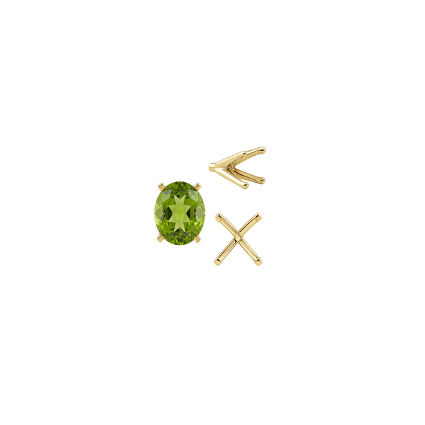 Four Prong Oval Settings with Peg in 14K Gold (6.00 x 4.00 mm - 14.00 x 10.00 mm)