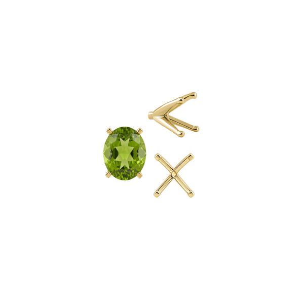 Four Prong Oval Settings with Peg in 14K Gold (6.00 x 4.00 mm - 14.00 x 10.00 mm)