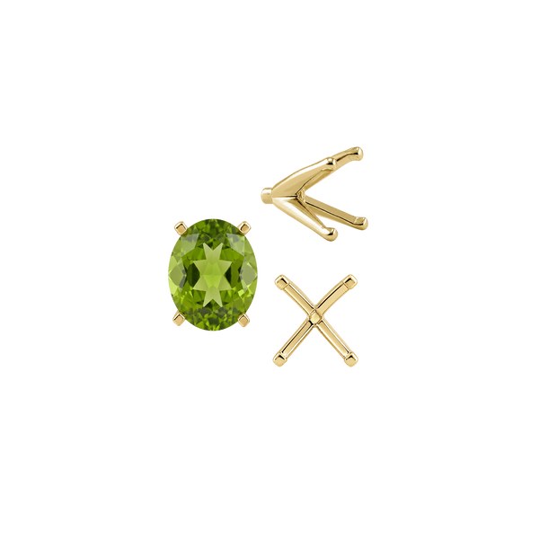 Four Prong Oval Settings with Peg in 14K Gold (6.00 x 4.00 mm - 14.00 x 10.00 mm)