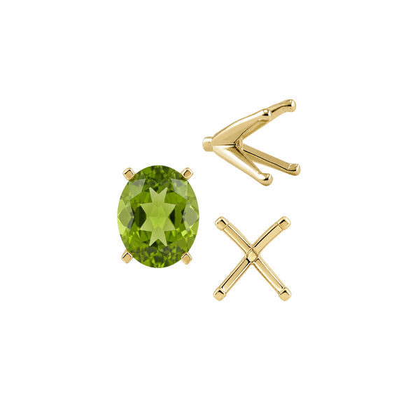 Four Prong Oval Settings with Peg in 14K Gold (6.00 x 4.00 mm - 14.00 x 10.00 mm)