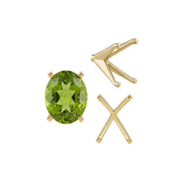 Four Prong Oval Settings with Peg in 14K Gold (6.00 x 4.00 mm - 14.00 x 10.00 mm)