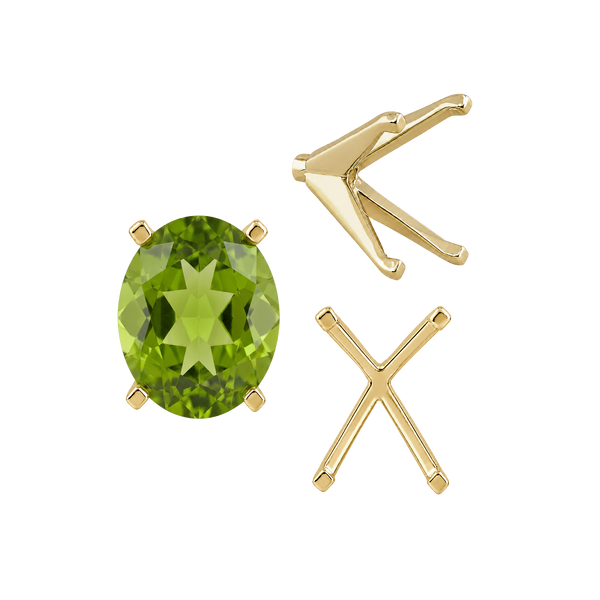 Four Prong Oval Settings with Peg in 14K Gold (6.00 x 4.00 mm - 14.00 x 10.00 mm)