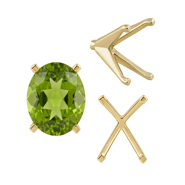 Four Prong Oval Settings with Peg in 14K Gold (6.00 x 4.00 mm - 14.00 x 10.00 mm)