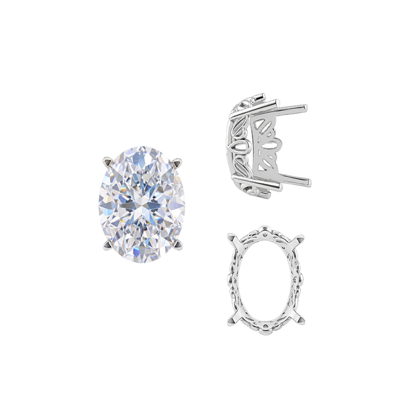Four Prong Oval Filigree Settings in Sterling Silver (5.00 x 3.00 mm - 20.00 x 15.00 mm)